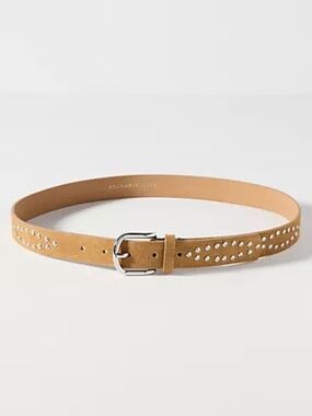 NWT $88 Anthropologie Studded Ellipse Belt Camel/Silver Suede Size M